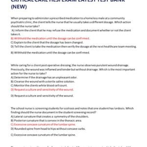 HESI CRITICAL CARE EXAM 2025-2026 WITH 200 REAL EXAM QUESTIONS AND CORRECT ANSWERS WITH RATIONALES (100% CORRECT ANSWERS) CRITICAL CARE HESI EXAM LATEST TEST BANK (NEW)