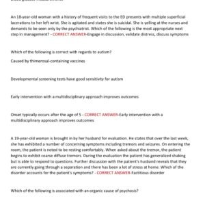 PA PSYCHIATRY EOR 2025-2026 LATEST ACTUAL EXAM 2 TEST BANK WITH 250 REAL EXAM QUESTIONS WITH 100% CORRECT VERIFIED ANSWERS GRADED A+/ PSYCH EOR PAEA LATEST EXAM NEW!! - Image 4
