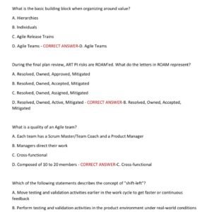 AGILE SAFe 6.0 CERTIFICATION ACTUAL EXAM WITH 200 EXAM QUESTIONS AND ANSWERS (100% CORRECT VERIFIED ANSWERS) GUARANTEED PASS. 2025-2026 - Image 3