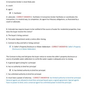COLORADO PSI REAL ESTATE ACTUAL EXAM WITH 130 REAL EXAM QUESTIONS AND 100% CORRECT ANSWERS WITH RATIONALES(GUARANTEED PASS) COLORADO REAL ESTATE PSI ACTUAL EXAM QUESTIONS WITH CORRECT ANSWERS (BRAND NEW!!) - Image 3