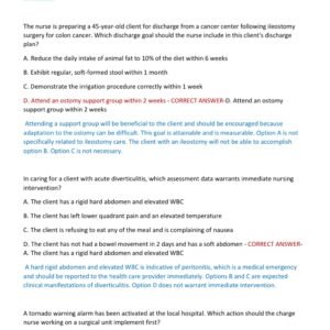 MED SURGE HESI REAL EXAM 1 & 2 (2 VERSIONS) WITH ALL 200 QUESTIONS AND CORRECT ANSWERS WITH RATIONALES/ MEDICAL SURGICAL HESI EXAM TEST BANK - Image 3