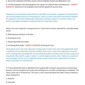 MED SURGE HESI REAL EXAM 1 & 2 (2 VERSIONS) WITH ALL 200 QUESTIONS AND CORRECT ANSWERS WITH RATIONALES/ MEDICAL SURGICAL HESI EXAM TEST BANK - Image 4