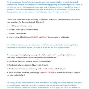 MED SURGE HESI REAL EXAM 1 & 2 (2 VERSIONS) WITH ALL 200 QUESTIONS AND CORRECT ANSWERS WITH RATIONALES/ MEDICAL SURGICAL HESI EXAM TEST BANK - Image 5