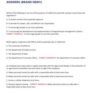 QAL LAWS AND REGULATIONS EXAM PREP(QAL- QUALIFIED APPLICATOR LICENSE) 2025/2026 WITH 150 EXAM REVIEW QUESTIONS AND CORRECT ANSWERS / QAL LAWS AND REGULATIONS PRACTICE QUESTIONS AND ANSWERS (BRAND NEW!!)