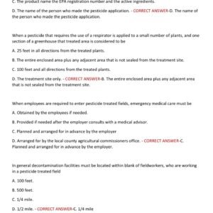 QAL LAWS AND REGULATIONS EXAM PREP(QAL- QUALIFIED APPLICATOR LICENSE) 2025/2026 WITH 150 EXAM REVIEW QUESTIONS AND CORRECT ANSWERS / QAL LAWS AND REGULATIONS PRACTICE QUESTIONS AND ANSWERS (BRAND NEW!!) - Image 4
