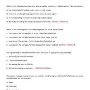 National Pilates Certification ACTUAL Exam 80 QUESTIONS AND CORRECT ANSWERS 2025-2026 LATEST ALREADY GRADED A+