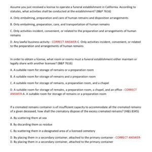 COMPETENCY CONTEXT {CA} Law Review - Funeral Arranger ACTUAL TEST 100 QUESTIONS AND CORRECT ANSWERS 2025-2026 LATEST ALREADY GRADED A+