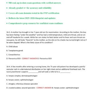 FNP ACTUAL TEST BANK EXAM WITH 500 QESTIONS AND CORRECT ANSWERS 2025-2026 LATEST ALREADY GRADED A+