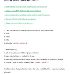 NCCCO CORE CERTIFICATION EXAM PREP 2025/2026 WITH 150 ACTUAL EXAM QUESTIONS AND CORRECT ANSWERS/ REAL NCCCO CORE EXAM 2024 (BRAND NEW!!)
