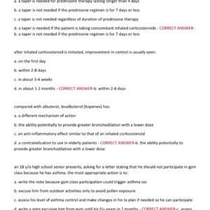 Respiratory System NP Certification, Fitzgerald 4th edition EXAM 2025 PRACTICE 200 QUESTIONS WITH 100% CORRECT ANSWERS / FITZGERALD NURSE PRACTITIONER CERTIFICATION EXAM 2024/2025 (BRAND NEW!!) - Image 3