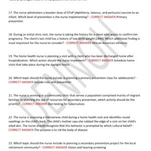 COMMUNITY HEALTH HESI 2025/2026 ACTUAL LATEST EXAM TESTBANK WITH 350 QUESTIONS & ANSWERS (100% CORRECT & VERIFIED ANSWERS GRADED A+) HESI COMMUNITY HEALTH REAL PROCTORED TESTBANK (BRAND NEW!!) - Image 3