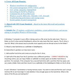 Windows Operating Systems ACTUAL EXAM 160 QUESTIONS AND CORRECT ANSWERS 2025-206 LATEST ALREADY GRADED A+