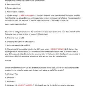 Windows Operating Systems ACTUAL EXAM 160 QUESTIONS AND CORRECT ANSWERS 2025-206 LATEST ALREADY GRADED A+ - Image 3