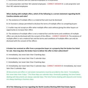 NORTH CALORINA {NC} Real Estate State Portion ACTUAL Exam 100 QUESTIONS AND CORRECT ANSWERS 2025-2026 GRADED A+ - Image 4