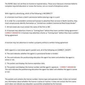 NORTH CALORINA {NC} Real Estate State Portion ACTUAL Exam 100 QUESTIONS AND CORRECT ANSWERS 2025-2026 GRADED A+ - Image 2