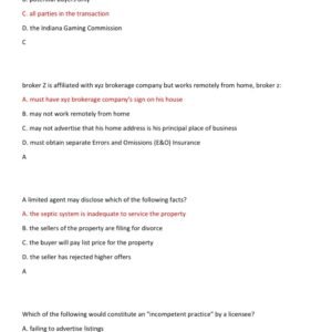INDIANA Real Estate State Portion ACTUAL Exam 100 QUESTIONS AND CORRECT ANSWERS 2025-2026 GRADED A - Image 4