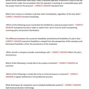 WGU C215 OPERATIONS MANAGEMENT OBJECTIVE ASSESSMENT 2025-2026 LATEST EXAM WITH 200 ACTUAL EXAM QUESTIONS AND CORRECT ANSWERS GRADED A+ / WGU C215 OA LATEST EXAM 2025 - Image 3
