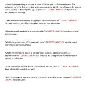 WGU C215 OPERATIONS MANAGEMENT OBJECTIVE ASSESSMENT 2025-2026 LATEST EXAM WITH 200 ACTUAL EXAM QUESTIONS AND CORRECT ANSWERS GRADED A+ / WGU C215 OA LATEST EXAM 2025 - Image 4