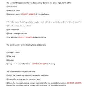 NEW JERSEY 7A CORE PESTICIDE APPLICATOR EXAM 2025-2026 WITH 200 QUESTIONS AND CORRECT VERIFIED ANSWERS/ NJ 7A CORE APPLICATOR TEST LATEST VERSION (BRAND NEW!!) - Image 4