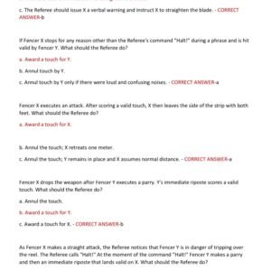 FENCING REFEREE GENERAL RULES ACTUAL TEST 100 QUESTIONS AND CORRECT ANSWERS/ GENERAL RULE FENCING REFEREE EXAM LATEST (NEW!!) - Image 2