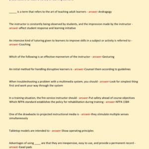 FIRE INSTRUCTOR 1 FINAL EXAM, PRACTICE EXAM AND STUDY GUIDE NEWEST 2025-2026 ACTUAL EXAM 500 QUESTIONS AND CORRECT DETAILED ANSWERS WITH RATIONALES (VERIFIED ANSWERS) |ALREADY GRADED A+ - Image 4