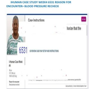 IHUMAN CASE STUDY WEEK4 6531 REASON FOR ENCOUNTER> BLOOD PRESSURE RECHECK