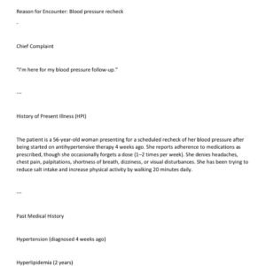 IHUMAN CASE STUDY WEEK4 6531 REASON FOR ENCOUNTER> BLOOD PRESSURE RECHECK - Image 2