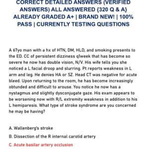 SCRN EXAM QUESTIN BANK REVIEW NEWEST 2026 ACTUAL EXAM QUESTIONS AND CORRECT DETAILED ANSWERS (VERIFIED ANSWERS) ALL ANSWERED {320 Q & A} ALREADY GRADED A+ | BRAND NEW! | 100% PASS | CURRENTLY TESTING QUESTIONS - Image 1