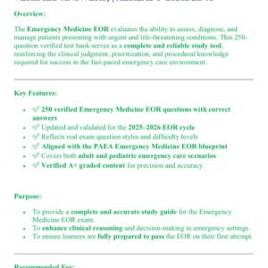 Emergency Medicine End of Rotation (EOR) Exam 2025–2026