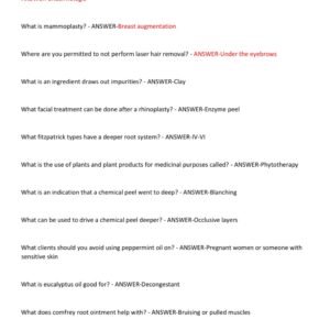 UTAH MASTER ESTHETICIAN WRITTEN EXAM 2025-2026 ACTUAL EXAM 350 REAL EXAM QUESTIONS AND CORRECT ANSWERS) |ALREADY GRADED A+ - Image 3