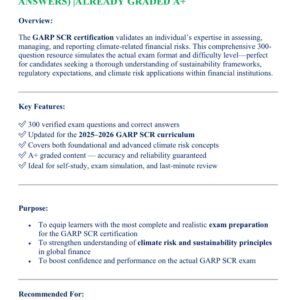 GARP SCR EXAM LATEST 2025-2026 ACTUAL EXAM 300 REAL EXAM QUESTIONS AND CORRECT ANSWERS) |ALREADY GRADED A+