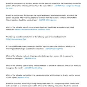 NHA MEDICAL ASSISTANT CERTIFICATION FINAL EXAM 2025-2026 ACTUAL EXAM 200 QUESTIONS AND CORRECT ANSWERS |ALREADY GRADED A+ - Image 3