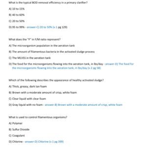 WASTEWATER TREATMENT OPERATOR {test 2&3} CERTIFICATION EXAM 2025-2026 ACTUAL EXAM 160 QUESTIONS AND CORRECT |ALREADY GRADED A+ - Image 2