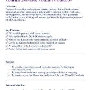 FUNDAMENTALS KAPLAN 2025-2026 TEST BANK ACTUAL EXAM 250 QUESTIONS AND CORRECT VERIFIED ANSWERS) |ALREADY GRADED A+