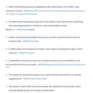 EMT MIDTERM EXAM LATEST VERSION 2025-2026 ACTUAL EXAM COMPLETE 300 QUESTIONS AND CORRECT ANSWERS | ALREADY GRADED A+ - Image 2