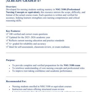 NSG 3100 EXAM LATEST 2025-2026 ACTUAL EXAM ALL 100 QUESTIONS AND CORRECT ANSWERS |ALREADY GRADED A+