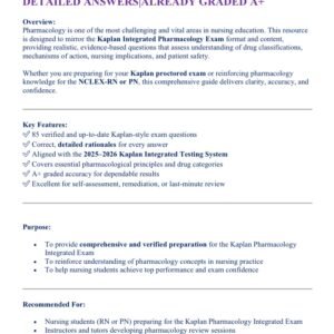 KAPLAN PHARM INTEGRATED EXAM 2025-2026 ACTUAL EXAM ALL 85 QUESTIONS AND CORRECT DETAILED ANSWERS|ALREADY GRADED A+