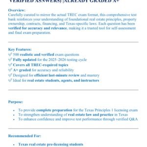 TEXAS PRINCIPLES 1 EXAM 2025-2026 TEST BANK ACTUAL EXAM 500 QUESTIONS AND CORRECT VERIFIED ASNWERS) |ALREADY GRADED A+