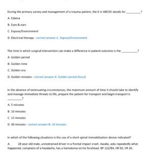 PHTLS POST TEST 9TH EDITION LATEST 2025-2026 ACTUAL EXAM 100 QUESTIONS AND CORRECT VERIFIED ANSWERS) | ALREADY GRADED A+ - Image 3