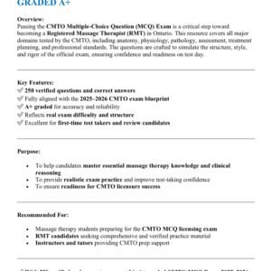 CMTO MCQ EXAM 2025-2026 ACTUAL EXAM 250 QUESTIONS AND CORRECT ANSWERS |ALREADY GRADED A+