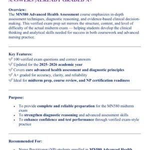 MN580 MIDTERM EXAM LATEST VERSIONS 2025-2026 ACTUAL EXAM ALL 100 QUESTIONS AND CORRECT ANSWERS |ALREADY GRADED A+