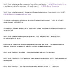 NR 507 MIDTERM AND FINAL EXAM 2025-2026 A& B) / NR 507 MIDTERM AND FINAL ADVANCED PATHOPHYSIOLOGY MIDTERM EXAM LATEST CHAMBERLAINE UNIVERSITY - Image 3