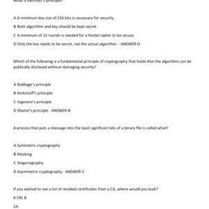 WGU C839 OBJECTIVE ASSESSMENT 2025-2026 /WGU C839 INTRODUCTION TO CRYPTOGRAPHY OA ACTUAL EXAM 300 QUESTIONS AND CORRECT ANSWERS|ALREADY GRADED A+ - Image 3