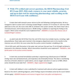 HESI PHARMACOLOGY EXIT RN EXAM 2025-2026 ACTUAL EXAM 170 QUESTIONS AND CORRECT VERIFIED ANSWERS) |ALREADY GRADED A+||BRAND NEW!! - Image 2