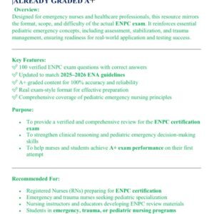 ENPC EXAM LATEST VERSION 2025-2026 100 QUESTIONS AND CORRECT VERIFIED ANSWERS) |ALREADY GRADED A+