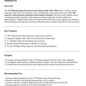 ATI PHARMACOLOGY PROCTORED REAL EXAM AND STUDY GUIDE 140 QUESTIONS AND CORRECT ANSWERS 2025-2026 LATEST//ALREADY GRADED A+