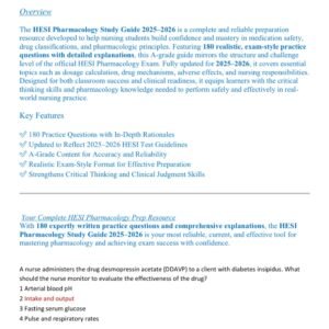 HESI PHARMACOLOGY// HESI PHARMACOLOGY REAL EXAM 180 QUESTIONS AND CORRECT ANSWERS 2025-2026 LATEST