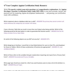 APPIAN DEVELOPER ASSOCIATE CERTIFICATION EXAM VERSION 2025-2026 ACTUAL EXAM 170 QUESTIONS AND CORRECT VERIFIED ANSWERS) | AGRADE ||BRAND NEW!! - Image 2
