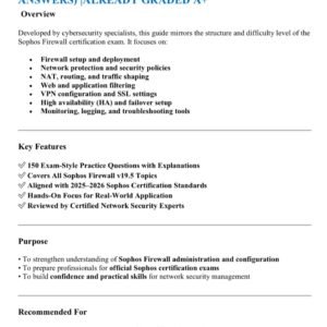 SOPHOS FIREWALL V19.5 LATEST 2025-2026 ACTUAL EXAM 150 QUESTIONS AND CORRECT VERIFIED ANSWERS) |ALREADY GRADED A+