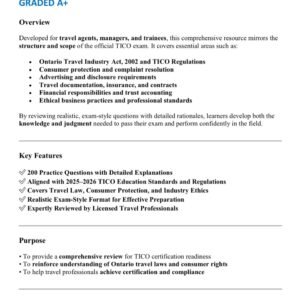 TICO EXAM 2025-2026 ACTUAL EXAM AND PRACTICE EXAM 200 QUESTIONS AND CORRECT VERIFIED ANSWERS) |ALREADY GRADED A+